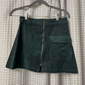 Velvet green mini skirt
